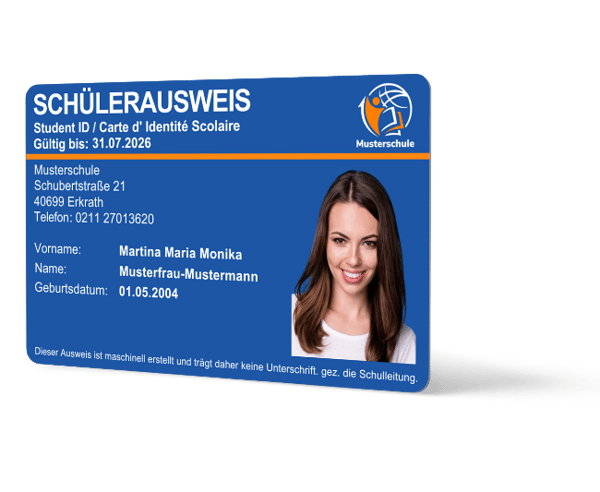 Schülerausweis Scheckkarte 650x533